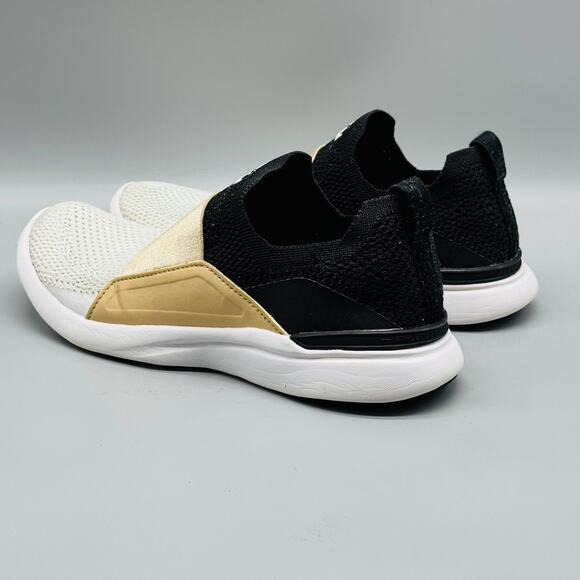 APL Shoes Womens 6 White Black Gold TechLoom Bliss Slip On Running Sneakers - Picture 5 of 10